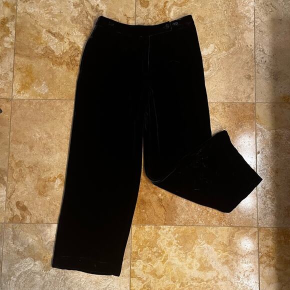 NEW BCBGMaxAzria Navy Velvet Silk Wide Leg Relaxed Ankle Length Trousers 8 NWT - Picture 9 of 16